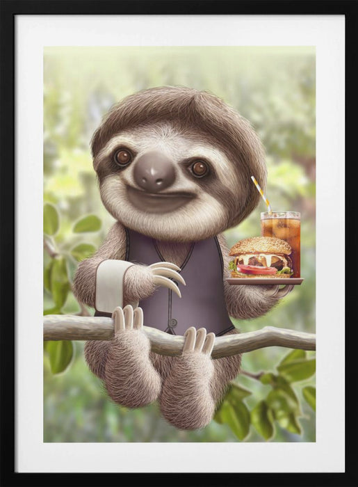 SLOTH ONTREE DELIVERY Framed Art Modern Wall Decor