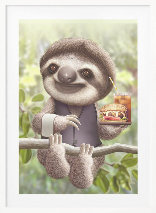 SLOTH ONTREE DELIVERY Framed Art Modern Wall Decor