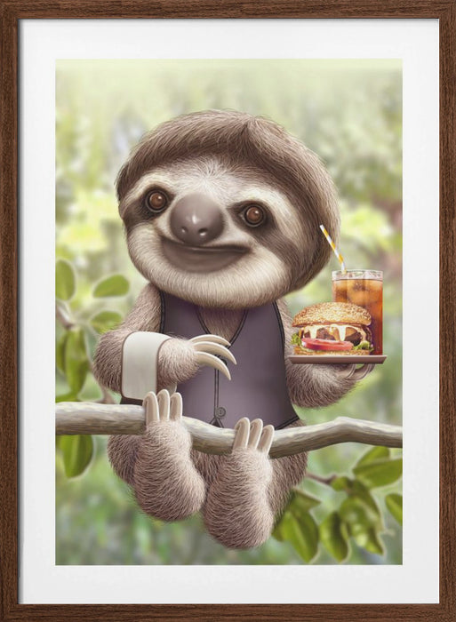 SLOTH ONTREE DELIVERY Framed Art Modern Wall Decor