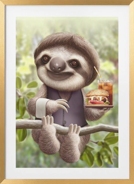 SLOTH ONTREE DELIVERY Framed Art Modern Wall Decor