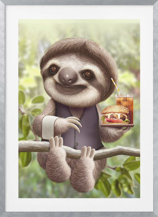 SLOTH ONTREE DELIVERY Framed Art Modern Wall Decor