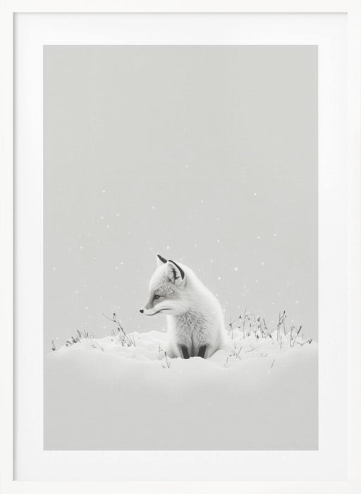 Snow Fox Framed Art Modern Wall Decor