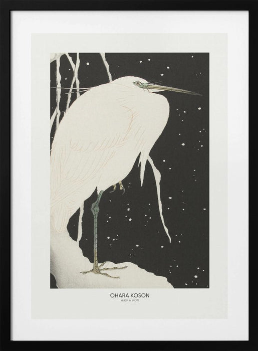 Heron In The Snow Framed Art Wall Decor