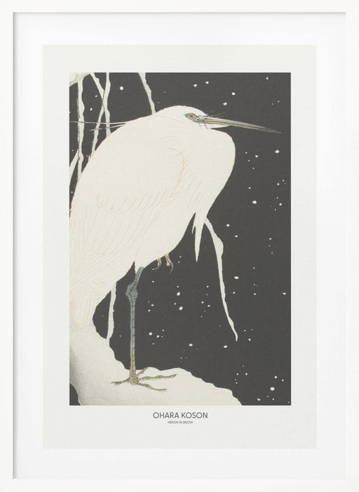 Heron In The Snow Framed Art Wall Decor