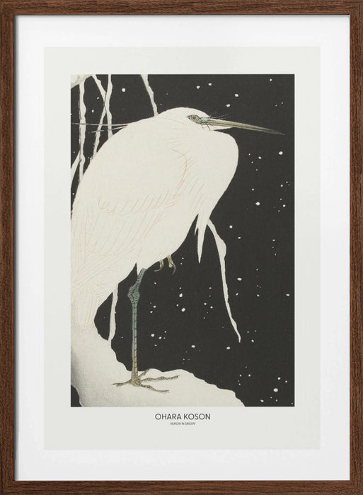 Heron In The Snow Framed Art Wall Decor