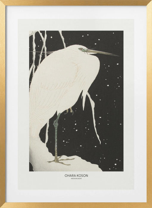 Heron In The Snow Framed Art Wall Decor