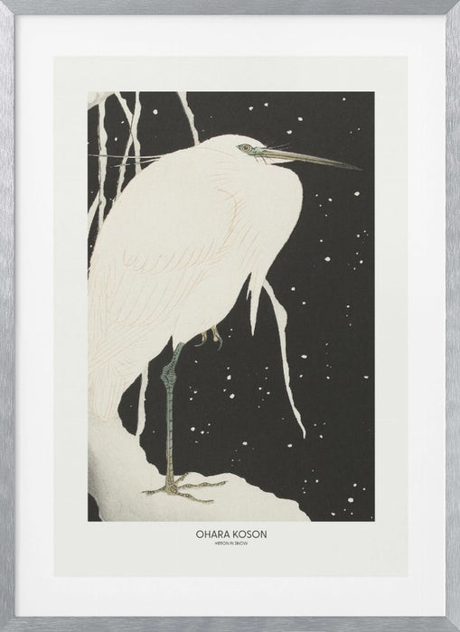 Heron In The Snow Framed Art Wall Decor