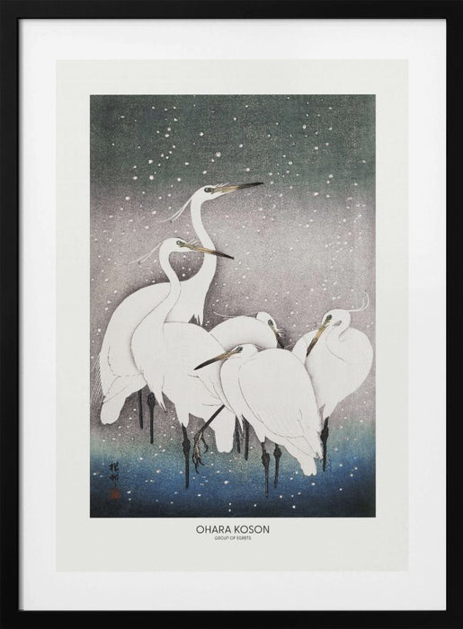 Group Of Egrets Framed Art Modern Wall Decor