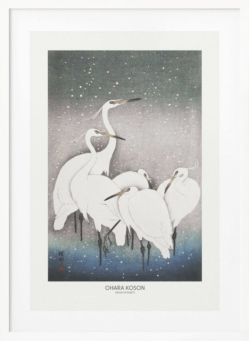 Group Of Egrets Framed Art Modern Wall Decor