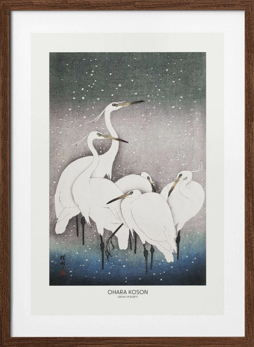 Group Of Egrets Framed Art Modern Wall Decor