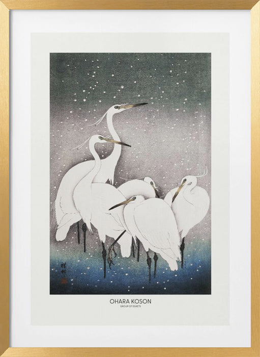 Group Of Egrets Framed Art Modern Wall Decor