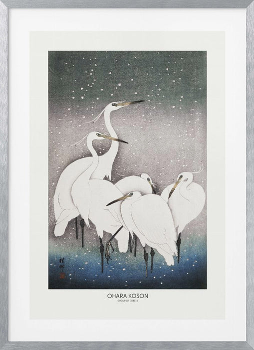 Group Of Egrets Framed Art Modern Wall Decor