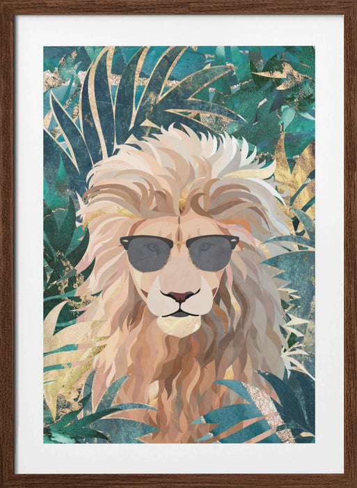 Cool Tropical Lion in Sunglasses Framed Art Modern Wall Decor