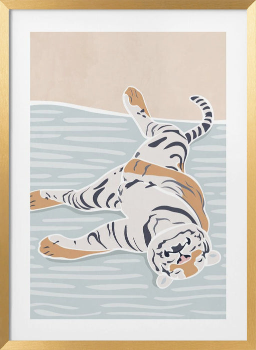 Scandi Sleeping Tiger Children's Art Framed Art Modern Wall Decor