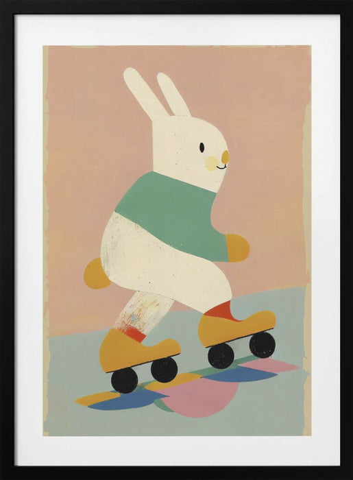 Skating Bunny Framed Art Modern Wall Decor