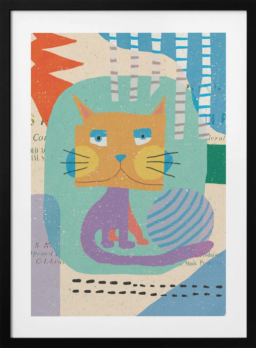 Fat Cheeks Cat Framed Art Modern Wall Decor