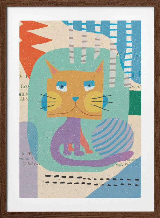 Fat Cheeks Cat Framed Art Modern Wall Decor