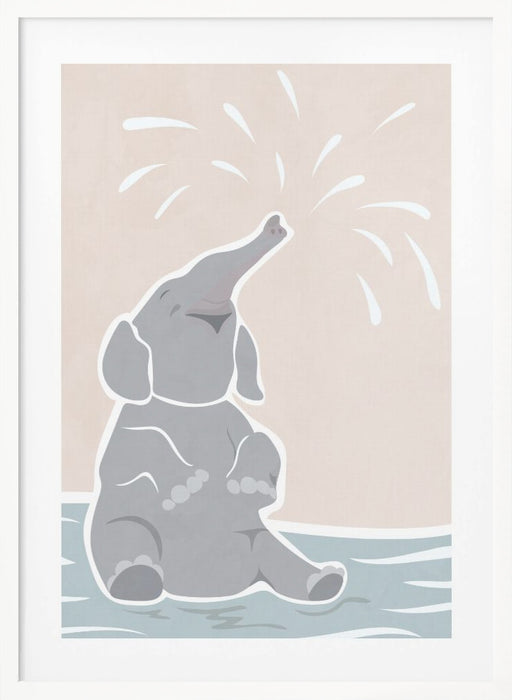 Cute scandi elephant children's art Framed Art Modern Wall Decor