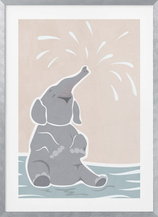 Cute scandi elephant children's art Framed Art Modern Wall Decor