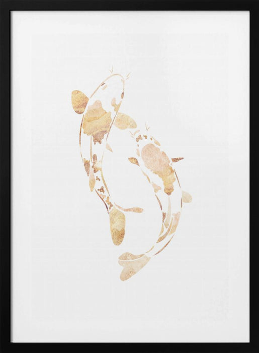 Gold koi fish silhouettes Framed Art Wall Decor