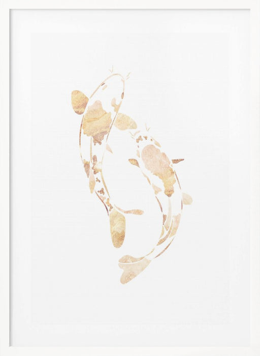 Gold koi fish silhouettes Framed Art Wall Decor