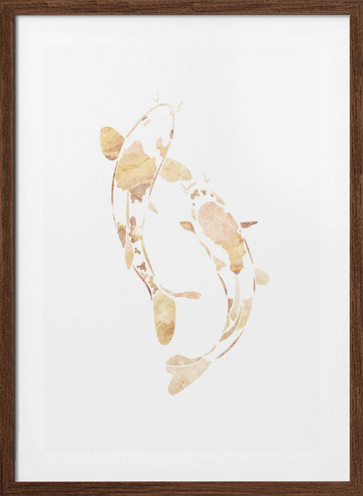 Gold koi fish silhouettes Framed Art Wall Decor