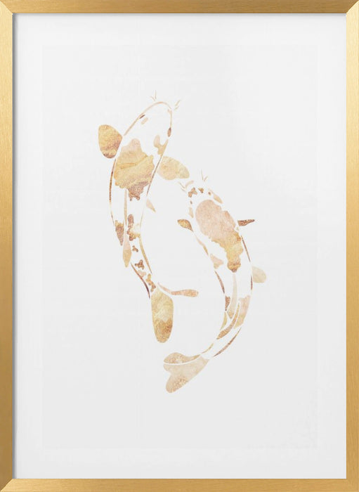 Gold koi fish silhouettes Framed Art Wall Decor