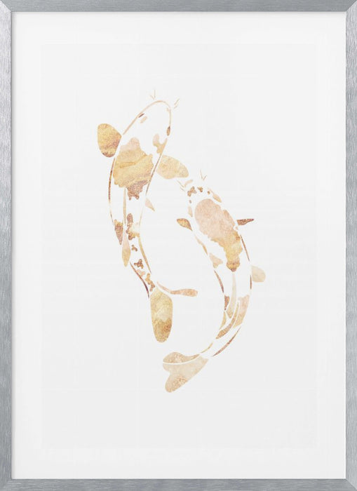 Gold koi fish silhouettes Framed Art Wall Decor