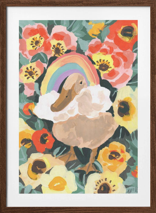 Duck With Rainbow Framed Art Modern Wall Decor