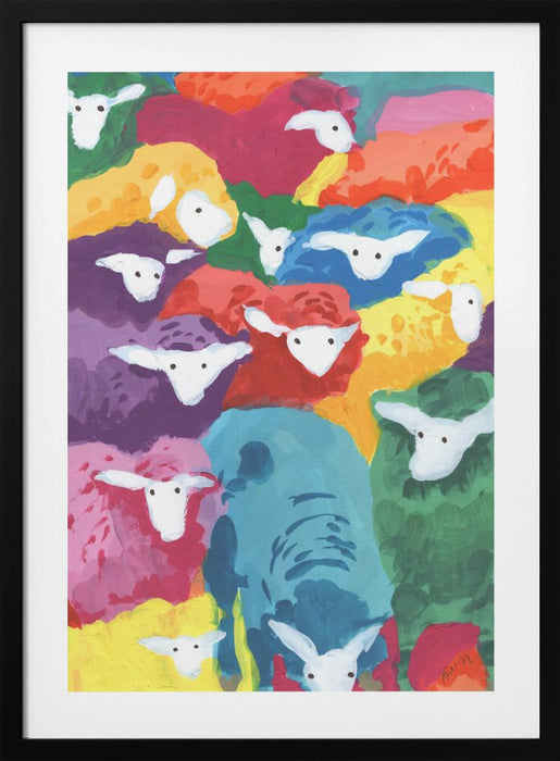 Colorful Sheep Cocktail Framed Art Modern Wall Decor