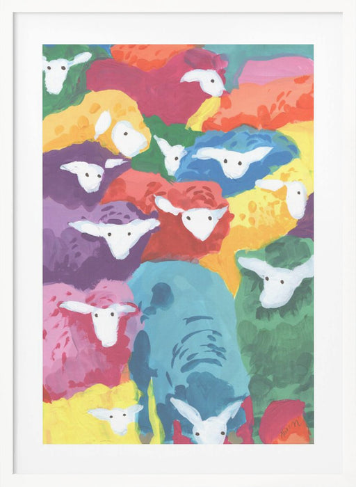 Colorful Sheep Cocktail Framed Art Modern Wall Decor