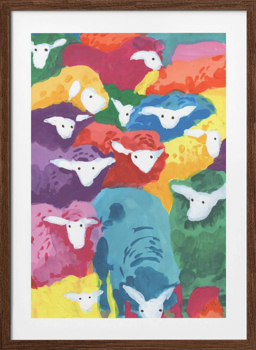 Colorful Sheep Cocktail Framed Art Modern Wall Decor