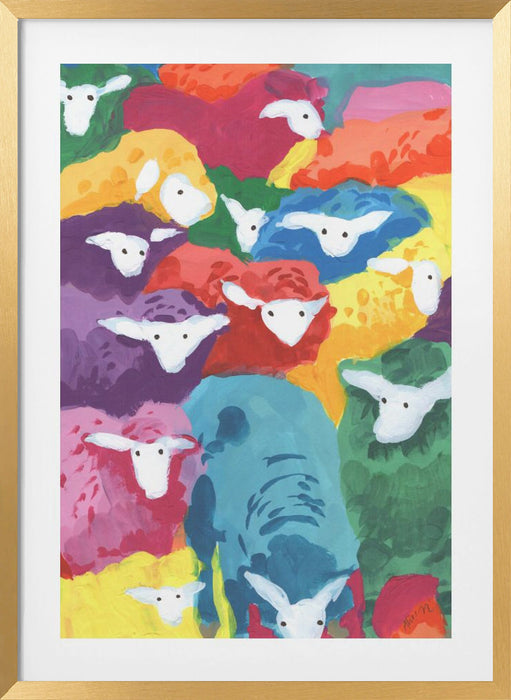 Colorful Sheep Cocktail Framed Art Modern Wall Decor