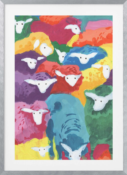 Colorful Sheep Cocktail Framed Art Modern Wall Decor