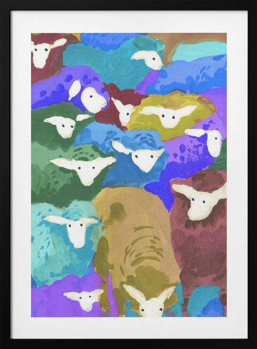 Colorful Sheep Cocktail seaside Framed Art Modern Wall Decor