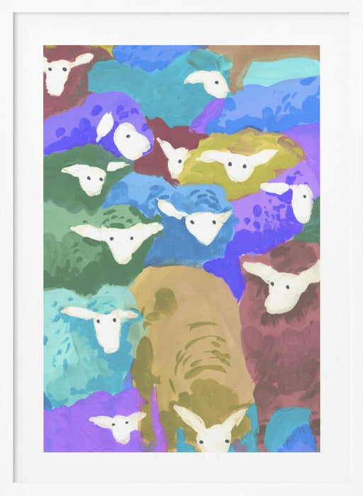 Colorful Sheep Cocktail seaside Framed Art Modern Wall Decor