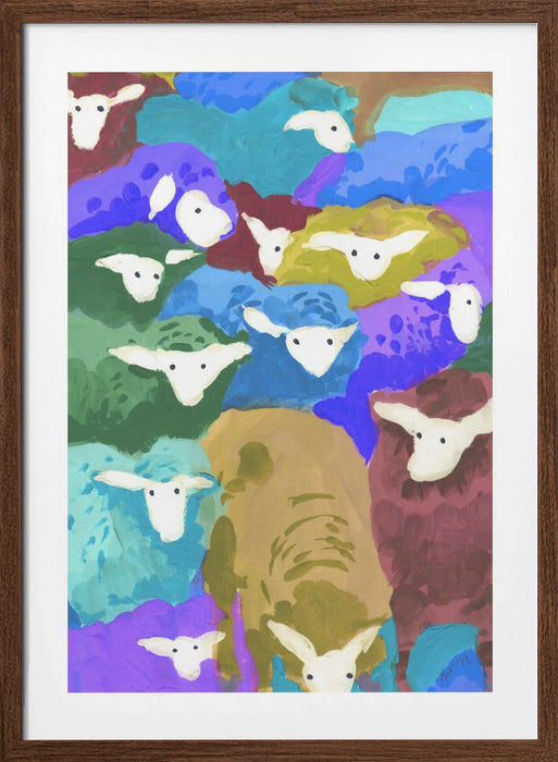 Colorful Sheep Cocktail seaside Framed Art Modern Wall Decor