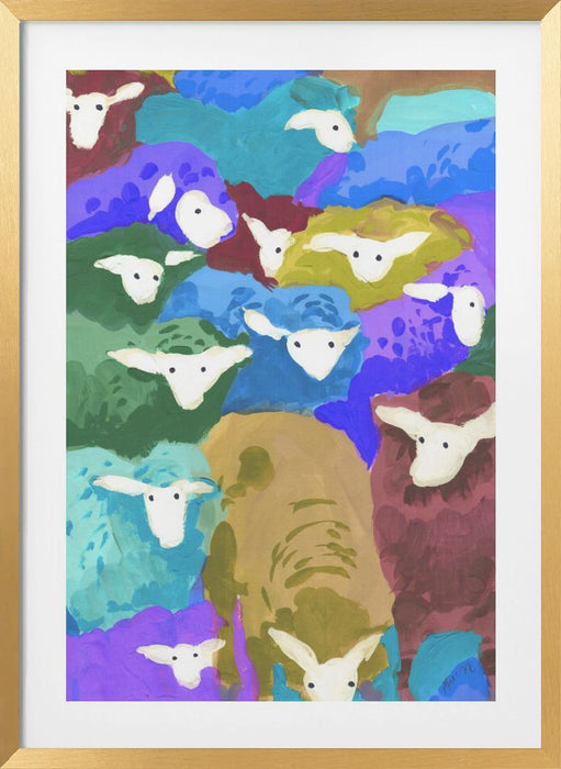 Colorful Sheep Cocktail seaside Framed Art Modern Wall Decor