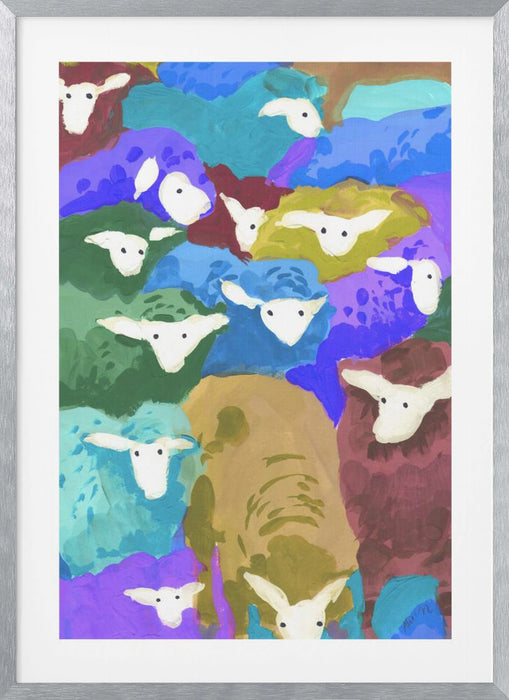 Colorful Sheep Cocktail seaside Framed Art Modern Wall Decor