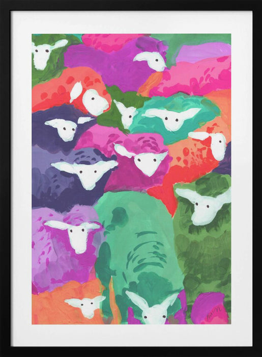 Colorful Sheep Cocktail Tropical Framed Art Modern Wall Decor