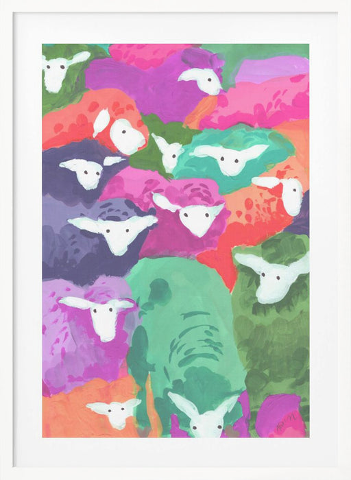 Colorful Sheep Cocktail Tropical Framed Art Modern Wall Decor