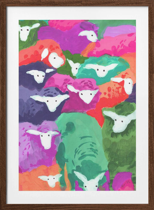 Colorful Sheep Cocktail Tropical Framed Art Modern Wall Decor