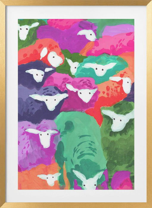 Colorful Sheep Cocktail Tropical Framed Art Modern Wall Decor