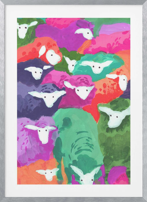 Colorful Sheep Cocktail Tropical Framed Art Modern Wall Decor