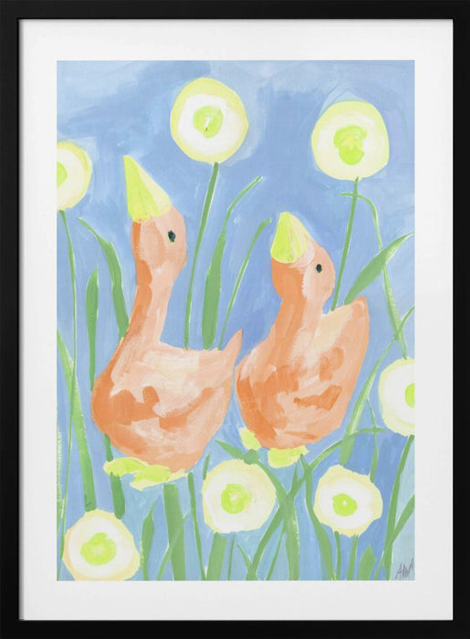 Orange Gees In The Garden Framed Art Wall Decor