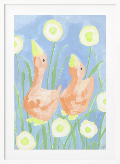 Orange Gees In The Garden Framed Art Wall Decor