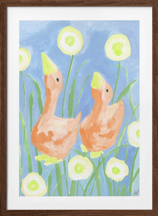 Orange Gees In The Garden Framed Art Wall Decor