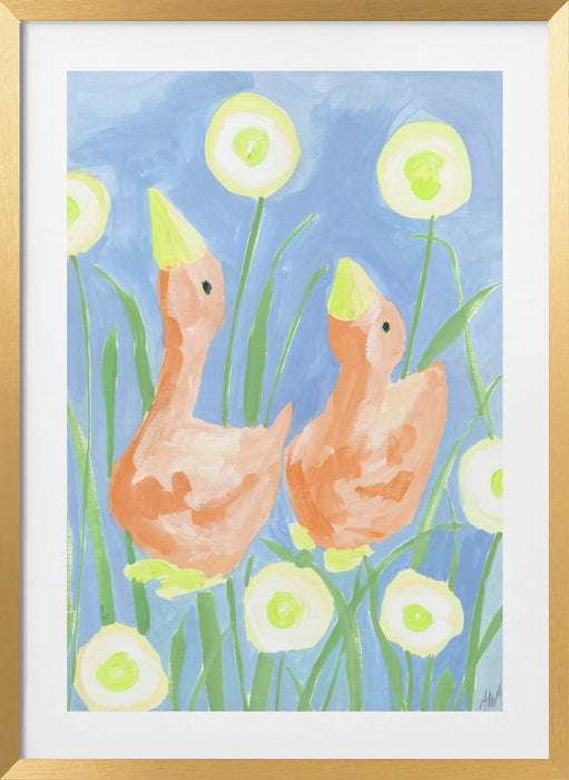 Orange Gees In The Garden Framed Art Wall Decor