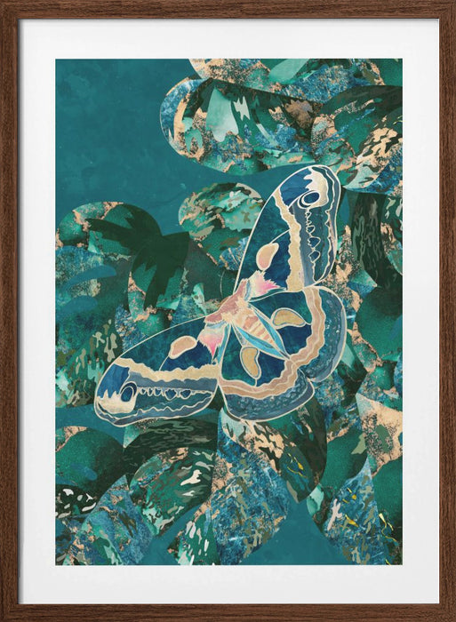 Moth and Monstera Leaves Framed Art Wall Decor