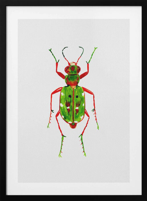 Green tiger beetle or Cicindela campestris Framed Art Wall Decor